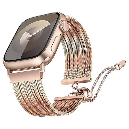 Apple Watch 10 46mm Redclick KRD-137 Metal Hasır Bilezik Kadın Kordon