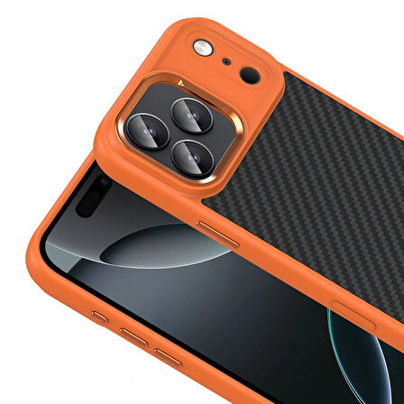 Apple Uyumlu iPhone 17 Pro Kılıf M-Safe Şarj Özellikli Karbon Fiber Görünümlü Redclick Truva Silikon Kapak