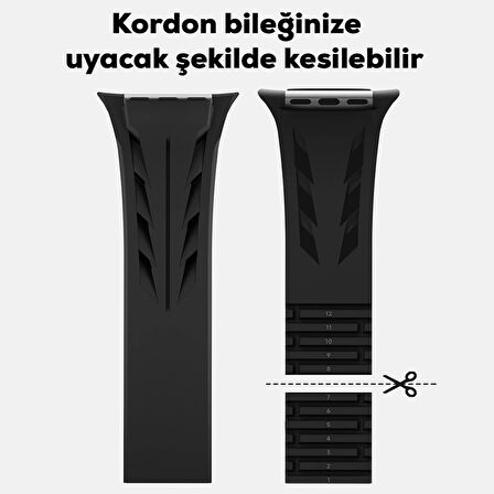 Apple Watch 10 46mm KRD-127 Metal Tokalı Uzunluk Ayarlı Silikon Kordon