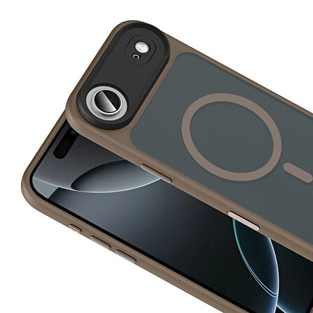 Apple Uyumlu iPhone 17 Air Kılıf Mat Arka Yüzey Wireless Şarj Özellikli Redclick Flet M-safe Kapak