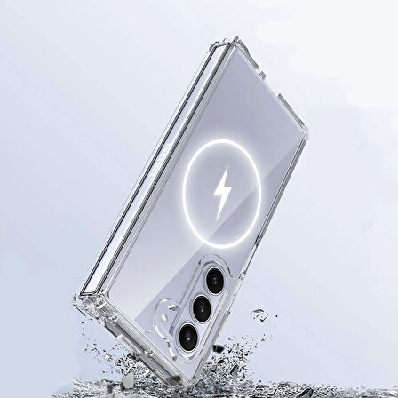 Galaxy Z Fold 6 Kılıf Magsafe Şarj Özellikli Şeffaf Sert PC Redclick Embos Kapak