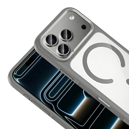 Apple Uyumlu iPhone 17 Pro Max Kılıf M-Safe Şarj Özellikli Metal Kamera Çerçeveli Redclick Tiko Kapak