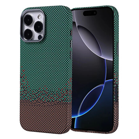 Apple iPhone 16 Pro Max Kılıf Magsafe Şarj Özellikli Karbon Fiber Görünümlü Redclick Nekst Kapak