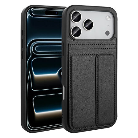 Apple Uyumlu iPhone 17 Pro Max Kılıf PU Deri Kartlıklı Redclick Sevilla Kapak