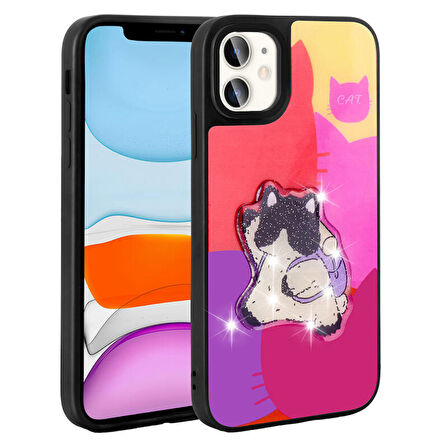 iPhone 11 Kılıf Kabartma Parlak Figürlü Şık Amas Premium Silikon Kapak