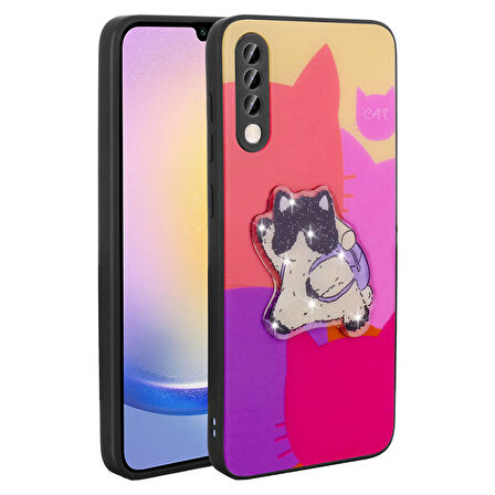 Galaxy A70 Kılıf Kabartma Parlak Figürlü Şık Amas Premium Silikon Kapak