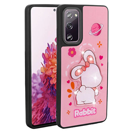 Galaxy S20 FE Kılıf Kabartma Parlak Figürlü Şık Amas Premium Silikon Kapak