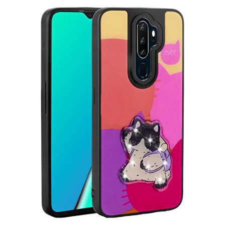Oppo A9 2020 Kılıf Kabartma Parlak Figürlü Şık Amas Premium Silikon Kapak