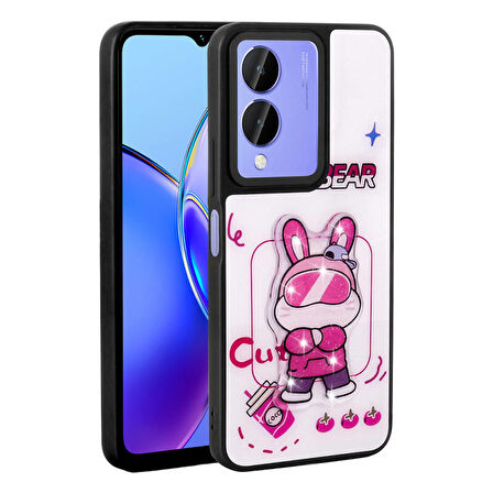 Vivo Y17S Kılıf Kabartma Parlak Figürlü Şık Amas Premium Silikon Kapak