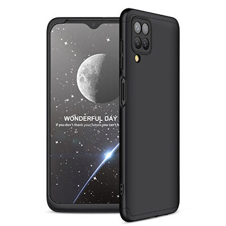 Galaxy A12 Kılıf 3 Parçalı Tam Koruma Şık Astrea Premium Sert Kapak