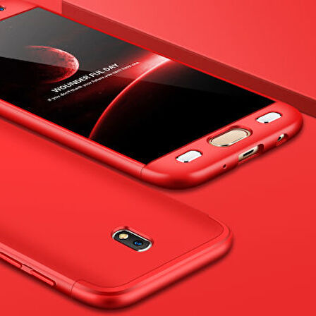 Galaxy J7 Pro Kılıf 3 Parçalı Tam Koruma Şık Astrea Premium Sert Kapak