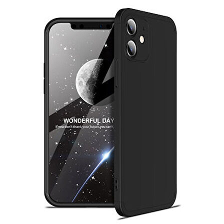 iPhone 12 Kılıf 3 Parçalı Tam Koruma Şık Astrea Premium Sert Kapak