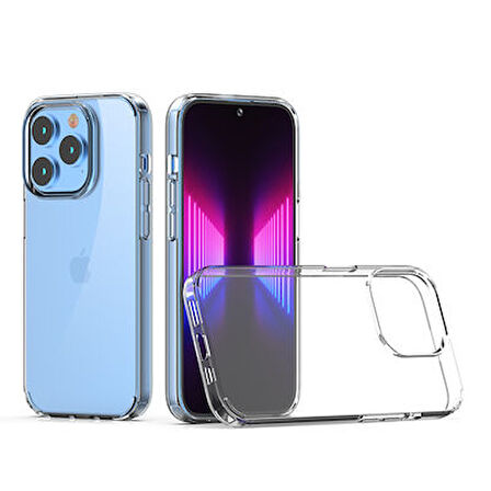 iPhone 14 Pro Tam Koruma Sağlayan Sert ve Şeffaf Coss Premium Silikon Kılıf