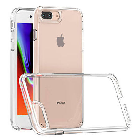 iPhone 7 Plus Tam Koruma Sağlayan Sert ve Şeffaf Coss Premium Silikon Kılıf