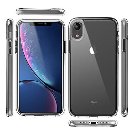 iPhone XR Tam Koruma Sağlayan Sert ve Şeffaf Coss Premium Silikon Kılıf