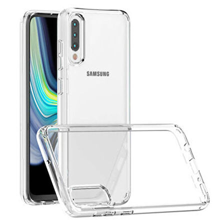 Samsung Galaxy A70 Tam Koruma Sağlayan Sert ve Şeffaf Coss Premium Silikon Kılıf