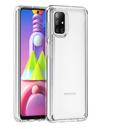 Samsung Galaxy M51 Tam Koruma Sağlayan Sert ve Şeffaf Coss Premium Silikon Kılıf