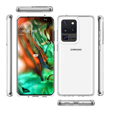 Samsung Galaxy S20 Ultra Tam Koruma Sağlayan Sert ve Şeffaf Coss Premium Silikon Kılıf