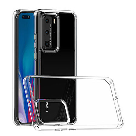 Huawei P40 Pro Tam Koruma Sağlayan Sert ve Şeffaf Coss Premium Silikon Kılıf