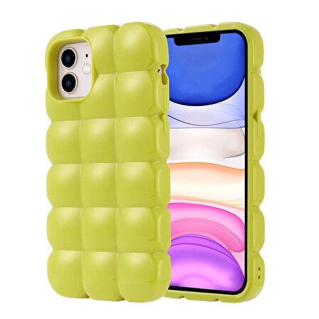 iPhone 11 Kılıf Kabarcık Tasarımlı Esnek Parlak Dom Dom Silikon Kapak