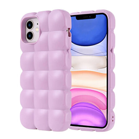 iPhone 11 Kılıf Kabarcık Tasarımlı Esnek Parlak Dom Dom Silikon Kapak