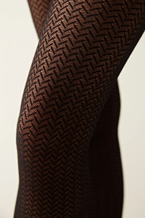 Penti Little Herringbone Siyah Külotlu Çorap-Pentilicious