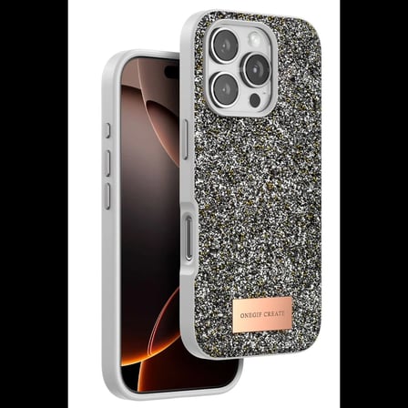 Onegif Apple iPhone 16 Pro Max Bright Simli Kapak - Gümüş