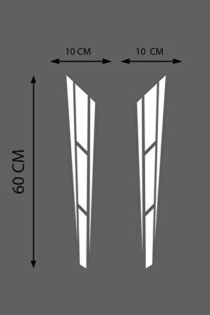Oto Kaput Sticker Çift Şerit 2 Adet Beyaz 10*60 Cm