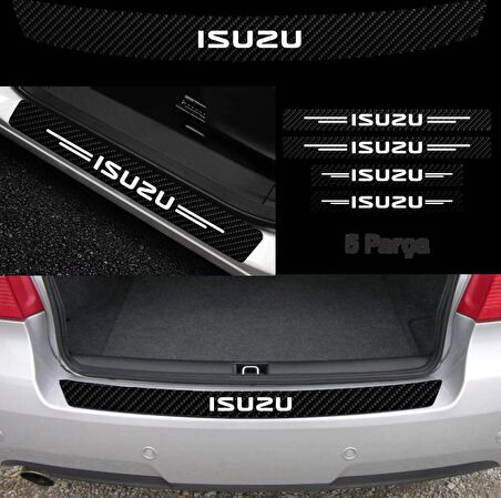 Isuzu İçin Uyumlu Aksesuar Oto Bağaj Ve Kapı Eşiği Sticker Set Karbon