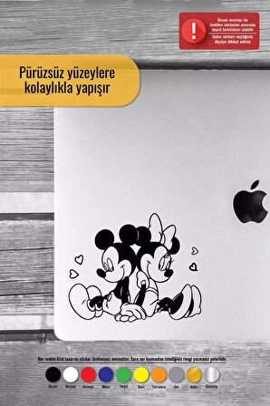 Mickey Minnie Sırt Sırta Sticker Oto Motor Laptop Duvar Folyo Sticker 70x56 cm