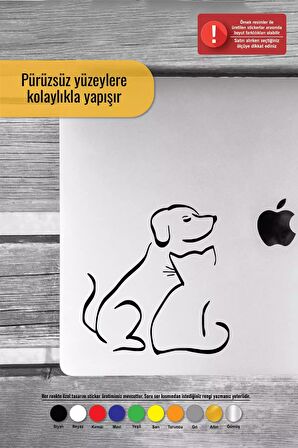 Kedi Köpek Dostluğu Sticker Oto Motor Laptop Duvar Folyo Sticker 15x15 cm