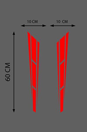 Oto Kaput Sticker Çift Şerit 2 Adet Kırmızı 10*60 Cm