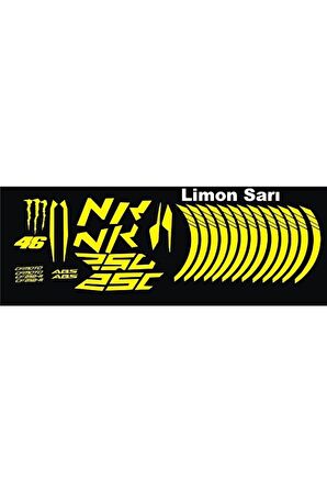 Motosiklet Jant Şeridi Sticker Set Cf Nk 250 Sarı  Sağ-Sol/Ön-Arka