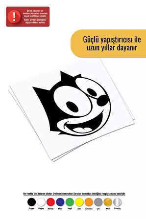 Gülen Felix Sticker Oto Motor Laptop Duvar Folyo Sticker 20x20 cm