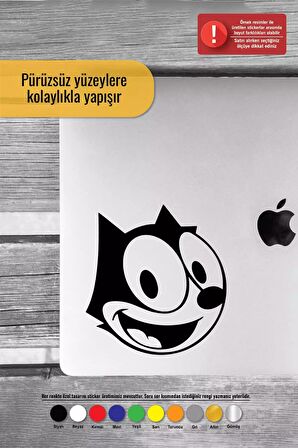 Gülen Felix Sticker Oto Motor Laptop Duvar Folyo Sticker 20x20 cm