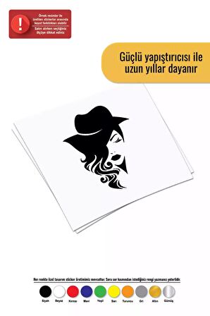 Şapkalı Kadın Sticker Oto Motor Laptop Duvar Folyo Sticker 100x130 cm