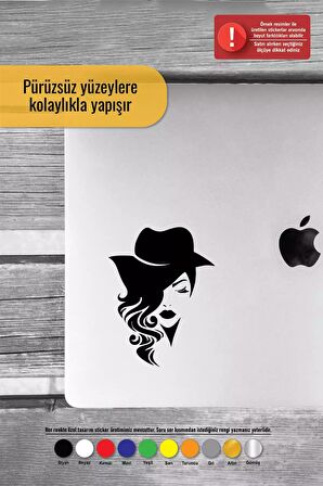 Şapkalı Kadın Sticker Oto Motor Laptop Duvar Folyo Sticker 100x130 cm