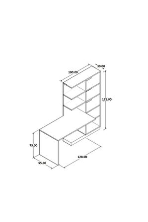 Bicabin Narin - Garda Antrasit Renk Raflı Kitaplıklı Askılıklı Dolaplı Çok Amaçlı Çalışma Masası