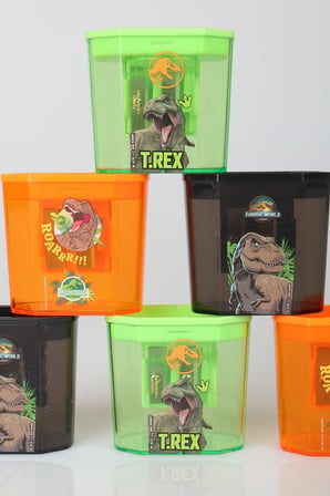 x Dekomus Lisanslı Jurassic World 2 Adet Çift Bıçaklı Kalemtraş