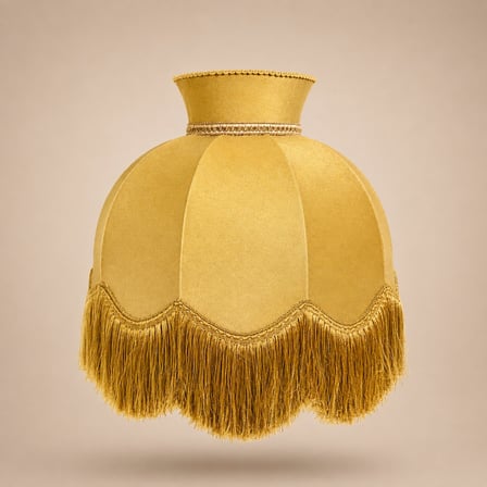 Gold Kadife Kaplı Gold Detaylı El Yapımı Vintage Lambader Şapkası 50x50cm
