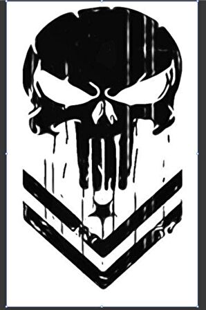 Punisher Oto Motor Laptop Duvar Folyo Sticker 15 x 21 cm