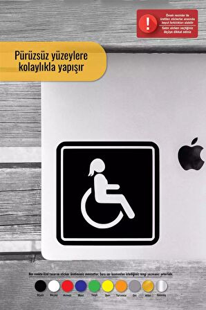 Engelli Amblemi Kadın - Araç, Oto, Laptop, Duvar Uyumlu Sticker 15*15 Cm