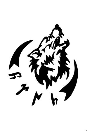 Göktürkçe Türk Kurt Oto Motor Laptop Duvar Folyo Sticker 100 x 110