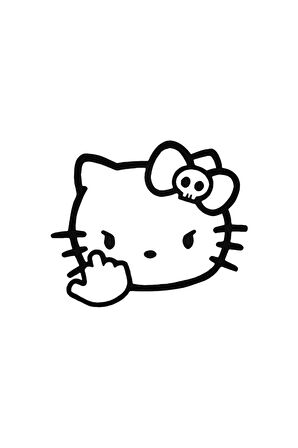 Hello Kitty Oto Motor Laptop Duvar Folyo Sticker 40 x 32