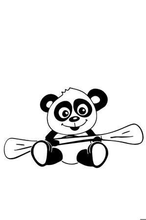Kürek Çeken Panda Oto Motor Laptop Duvar Folyo Sticker 50 x 25 cm