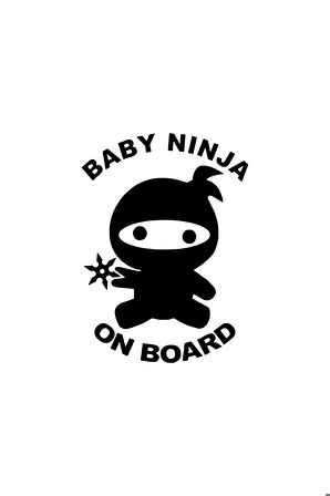 Baby Ninja On Board Oto Sticker Siyah 15 x 19 cm