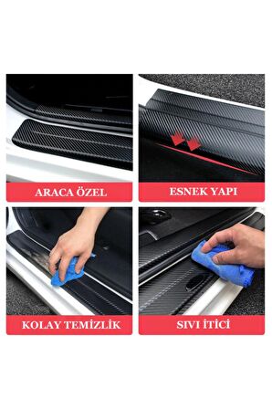 Özel Tasarım Fiat Egea Cross Uyumlu Karbon Kapı Eşiği Oto Sticker 4 Adet