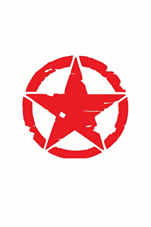 Yıpranmış Askeri Yıldız Sticker (Oto-Motor-Laptop-Duvar-Dekor) 20 x 20 cm