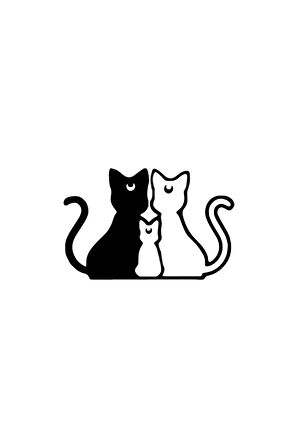 Kedi Ailesi Duvar Dekor Sticker 40 X 24 Cm