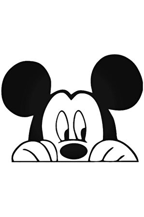 Mickey Mouse Peeking Oto Motor Laptop Duvar Folyo Sticker 20 x 14 cm